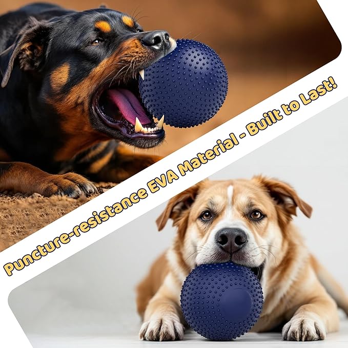 Dog Balls, EVA Dogs Toy Ball for Aggressive Chewers, 5 Inch Durable High Elasticity Interactive Ball for Training Dog Catch and Fetch, Floatable Toy for Medium and Large Dogs Puppies(Dark Blue)