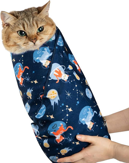Cat Grooming Wrap,Anti-Escape Cat Wrap for Grooming,Self-Adherent Soft Cat Blanket to Wrap,Anti-Bite,Clip Nails,Anti-Scratch,Cat Calming Wrap,Cat Burrito Wrap,Swaddle Wrap Pet Tool