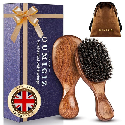 Small 100% Boar Bristle Hair Brush Since 1965 British Craftsmanship | Handmade Natural Wooden Travel Hairbrush/Beard Brush, Soft Bristles Gentle Smoothing Women Men Kids Thin Fine Hair, Portable