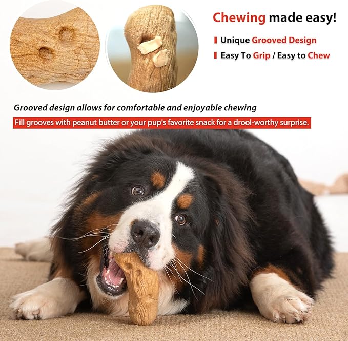 Willjoy 2-Pack Tough Dog Toys for Aggressive Chewers, Pine Wood and Nylon Dog Chew Toys, Aggressive Chew Toys for Large Dogs, Bacon Indestructible Dog Toy, Large Dog Toys to Keep Them Busy