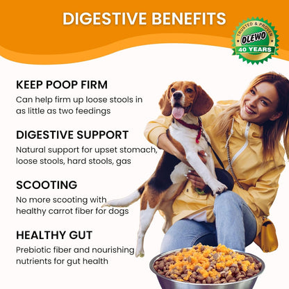Olewo Original Carrots for Dogs – Fiber for Perfect Poop, Dehydrated Dog Food Toppers for Picky Eaters, Natural Skin & Coat Support, Multivitamin, Probiotics for Digestive & Gut Health, 2.2 lbs