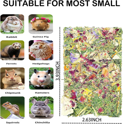 Rabbit Toys 20 Pack Bunny Toy Bunny Chew Toy Guinea Pig Treats Timothy Hay Toys Chips with Herbal Flowers Timothy Hay Grass Hamster Snacks Chinchillas Gerbils for Small Animals Teeth