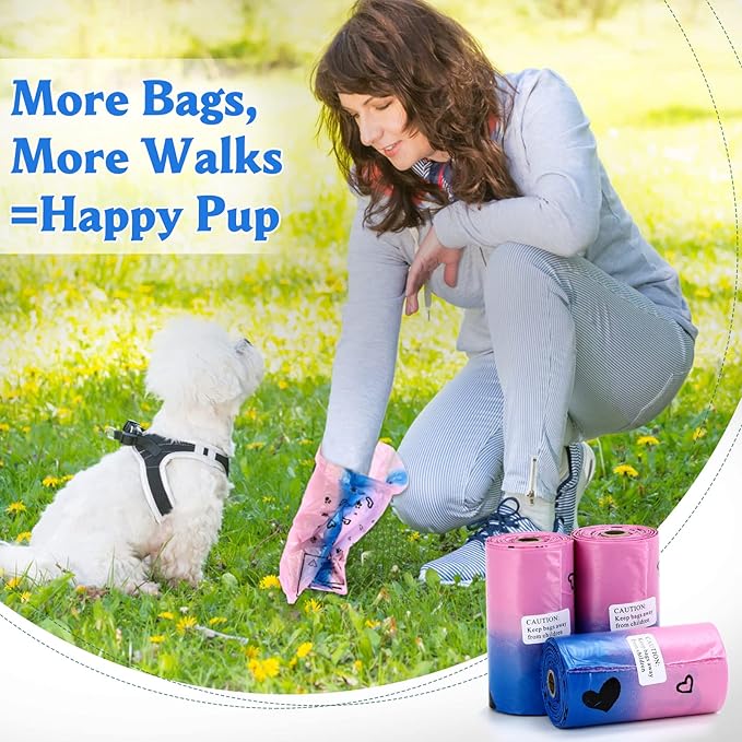 Dog Poop Bags Rolls: Leak-Proof Dog Waste Bags - Thick Poop Bags for Dogs Scented with Dispenser (60 Counts）