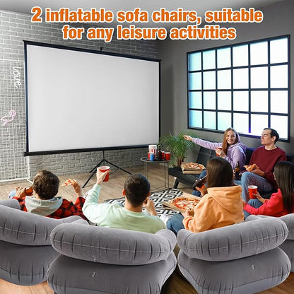 Threehoney 4 Pcs Inflatable Lounge Chair Deck Chair Lazy Sofa, Blow Up, Folding, Portable Couch for Home, Office Balcony, Floor Seating (Dark Grey)