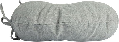 Magpie Fabrics Outdoor 15"x15"x4" Round Bistro Seat Cushions with Ties Set of 2, Tufted Waterproof Patio Floor Chair Pads for Home Garden Balcony Kitchen Office Porch, Grey