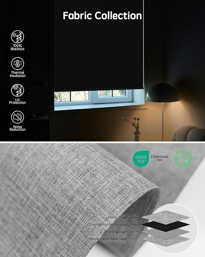 Yoolax Motorized Blinds with Remote, Automatic Window Shades Work with Alexa