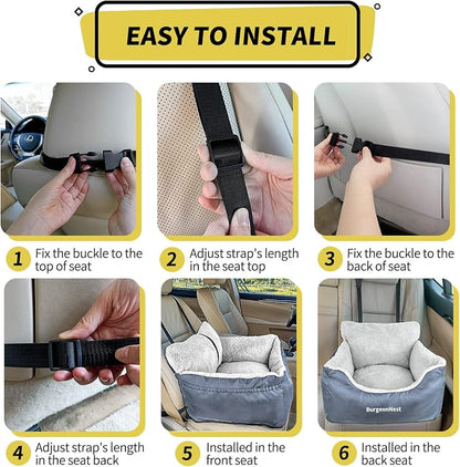 Dog Car Seat for Small Dogs & Cats Under 25 lbs, Grey