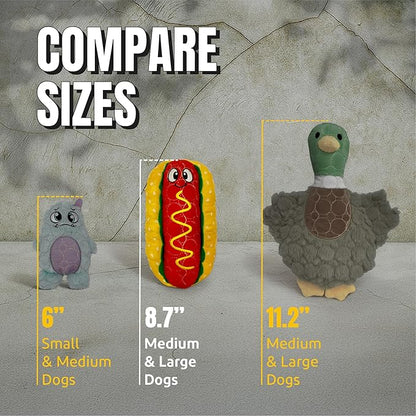 Bite Force - Durable & Strong Dog Toy Wieny Wiggle with Squeaker, Kevlar-Reinforced Seams for Aggressive chewers- red.
