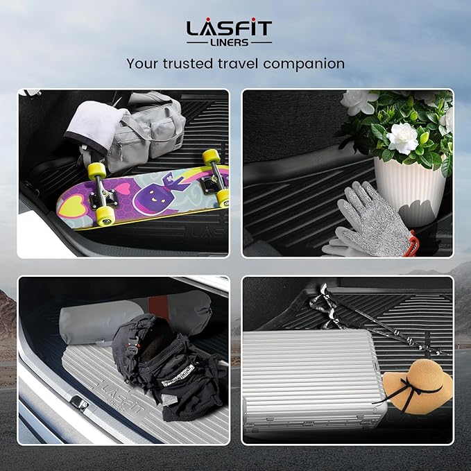 LASFIT Trunk Mat for Dodge Durango 2011-2026, Fit 2nd Row Bench Seating(7seats) & 2nd Row Bucket Seating 6seats, Not for 5 Seats, All Weather TPE Custom Fit Car Mat Cargo Liner, Black