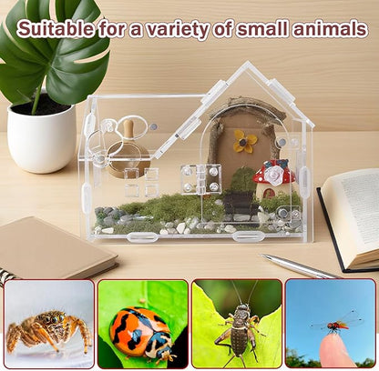 Acrylic Jumping Spider Terrarium with Magnetic Lock – 5.6” Tall Transparent Enclosure for Tarantulas, Hermit Crabs & Small Insects – Secure Ventilated Habitat with Easy Snap Assembly