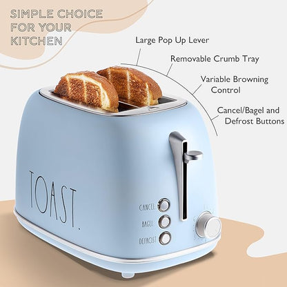 Rae Dunn Retro Rounded Bread Toaster, 2 Slice Stainless Steel Toaster