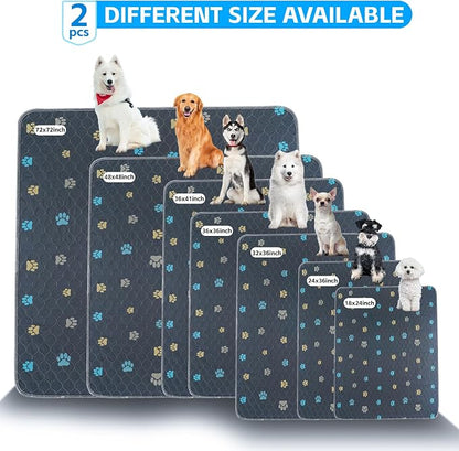 Aitmexcn Washable Pee Pads for Dogs, Extra Large 72"x72", 2 Pack Reusable Puppy Training Pads, Heavy Absorbency, Leak-Resistant Non-Slip Mats for Whelping Boxes, Large Playpens and Senior Dog Care