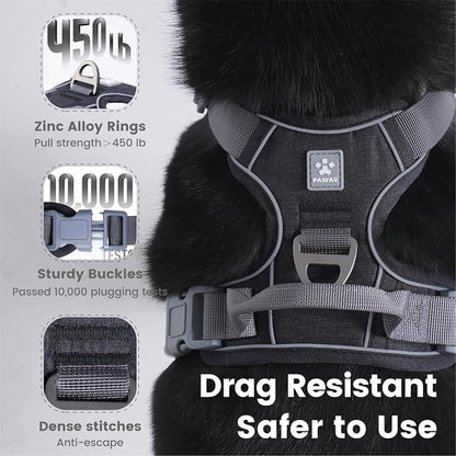 Pawaii Dog Harness with Pet ID Tag, No Choke Dog Harness, Adjustable Soft Padded Pet Vest with Easy Control Handle