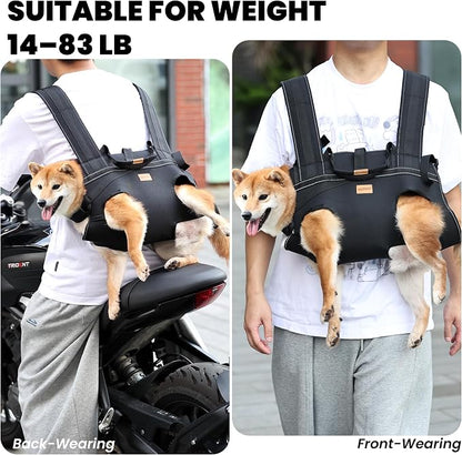 Dog Lift Harness Backpack Carrier for Large Dogs, Full Body Sling with Handle, Dog Harness for Joint Injuries, Arthritis, Ideal for Stairs, Elderly Dogs (Large 20-29LBS)
