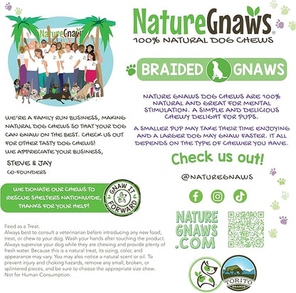 Nature Gnaws Braided Gnaws for Dogs 5-6" (12 Count) - Long Lasting for Small and Medium Dogs - Natural Beef Bully Stick Combo Braids - Rawhide Free