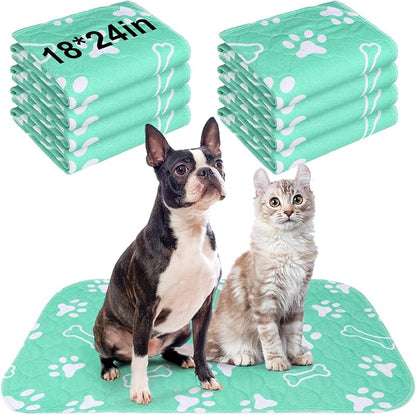 BEAUTYZOO 4 Pack Washable Pee Pads for Dogs,Reusable Puppy Pads 18x24 Aqua | Waterproof Super Absorbent,Non Slip and Leak-Proof Against Urine,Whelping Pads Mats for Puppy Potty Training,Playpen,Crate