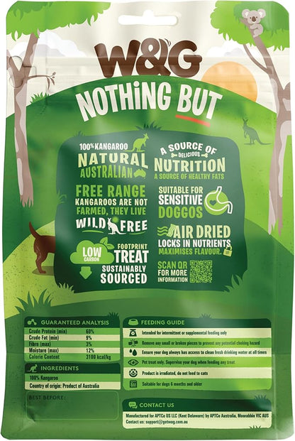 W&G Air Dried Kangaroo Liver, All Natural Low Fat Dog Treats Chews, Single Ingredient Jerky, Healthy Hypoallergenic Alternative for Training Rewards, Easy to Break, 5oz