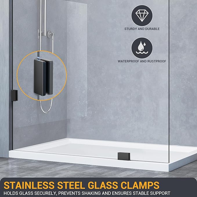 Bathroom Shower Glass Door 33.5" W×78.75" H, 3/8" Thick Clear Tempered Glass
