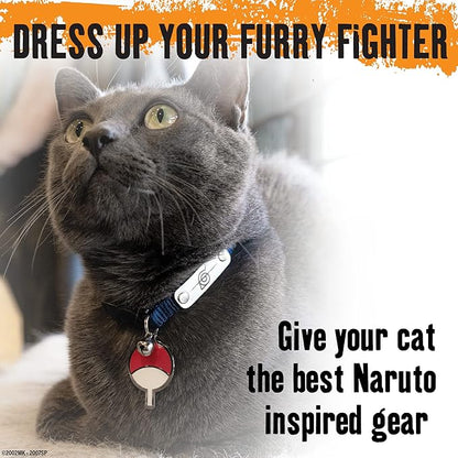 Naruto Breakaway Cat Collars for Girl & Boy Cats | Officially Licensed Naruto Shippuden Hidden Leaf Village Pet Accessories & Gifts, (8.5” to12”) Adjustable Cute Kitten Collar with Bell (Black, Rogue)