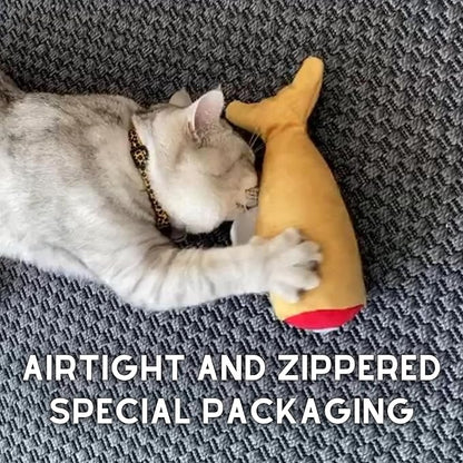 Fish Toy for Cats, Matatabi Silvervine Filled and Help Relief Anxiety, Kitten Catnip Essentials Treats Supplies Large Interactive Chew Big Kicker Toys for Indoor Cat (Golden)