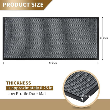 Yimobra Doormat Outdoor Indoor Entrance 47 x 24, All-Season All-Weather Front Door Mat, 100% Waterproof Welcome Matt for Floor Garage Outside Entry, Stain and Fade Resistant,Grey