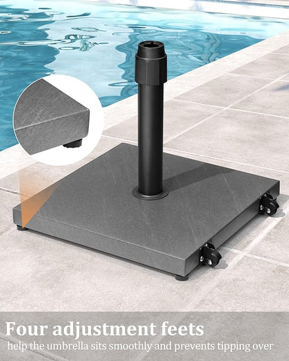 JOINHOM 42lbs Patio Umbrella Base with Wheels - Heavy Duty Outdoor Patio Market Umbrella Stand for Deck with Rollers, Poolside, Balcony, Wind-Resistant Design, Grey