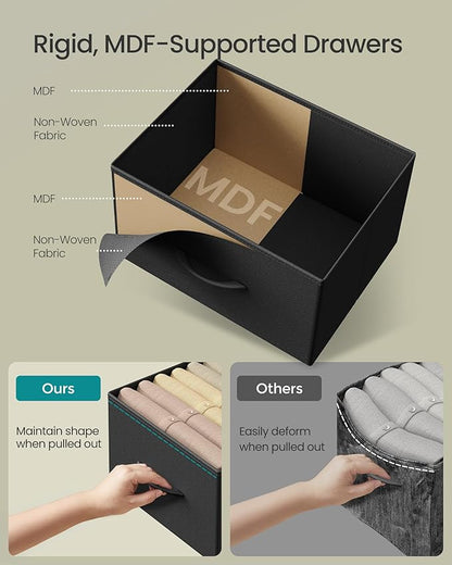 SONGMICS Dresser for Bedroom, Chest of Drawers, 5 Non-Woven Fabric Drawers
