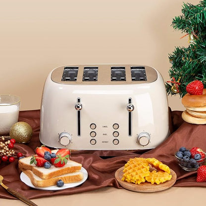 4 Slice Toaster Roter Mond Retro Stainless Steel