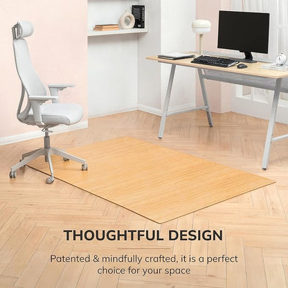 Anji Mountain Office Chairmat Thickest & Sturdy Bamboo Chairmats Highly Premium Quality Anti-Slip Heavy Duty for Multi-Purpose Hardwood Floor Office & Home Floor Protector Office Chair mat-5mm Thick