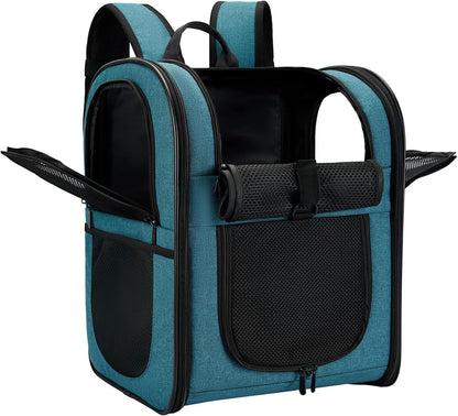 Apollo Walker Dog & Cat Carrier Backpack for 4-15lb Pets - Ventilated Safe Design with Padded Back Support, Breathable Mesh Pet Backpack for Hiking, Travel, Outdoor (Teal)
