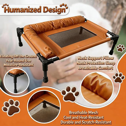 Small Elevated Dog Bed,Cooling Hammock with Soft Edge Pillow,Features Non-Slip Base Portable Pet Travel Cot,Indoor Outdoor Universal(23.62" L x 15.75" W x 5.91" H)