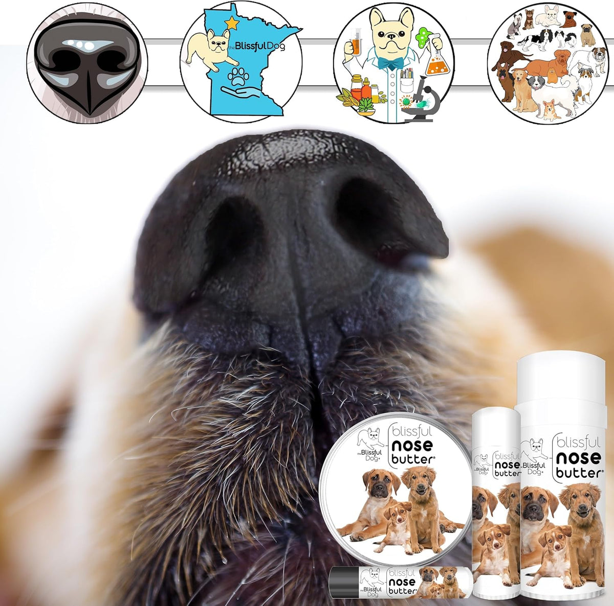 The Blissful Dog Mixed Breed Unscented Nose Butter - Dog Nose Butter, 2 Ounce