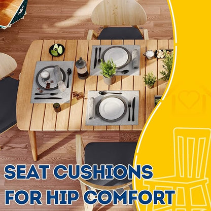 AAAAAcessories D-Shaped Chair Cushions, 2" Thick Dining Chair Pads with Ties and Removable, Machine-Washable Cover, 17" x 16", Set of 4, Dark Grey