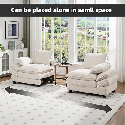 83" Loveseat Sofa, Cloud Couches for Living Room, Comfy Corduroy Couch with Deep Seat, Love Seat Couches for Bedroom, Apartment and Office, Easy Assemble for Small Space (Beige)