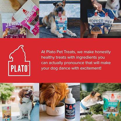 PLATO Pet Treats Jerky Dog Treats - Air-Dried Jerky for Dogs - Delicious, Real Meat Dog Treats - Grain Free - Supports Healthy Digestion - Chicken Jerky with Pumpkin 16oz