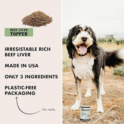 Durango High-Protein Dog Food Topper - Rich Beef Liver Meal Enhancer for Picky Eaters - Limited Ingredient Kibble Booster - 8 oz Tin - Made in USA - Plastic-Free - Easy to Scoop - 60 Servings