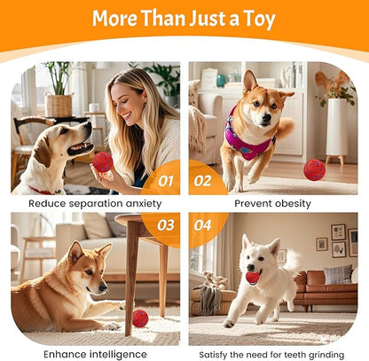 Dog Balls: Interactive Dog Ball, Self-Moving Dog Toy with Auto-Rolling & Bouncing, E-TPU Material, IP54 Waterproof, Motion-Activated, for Small/Medium/Large Dogs (Red)