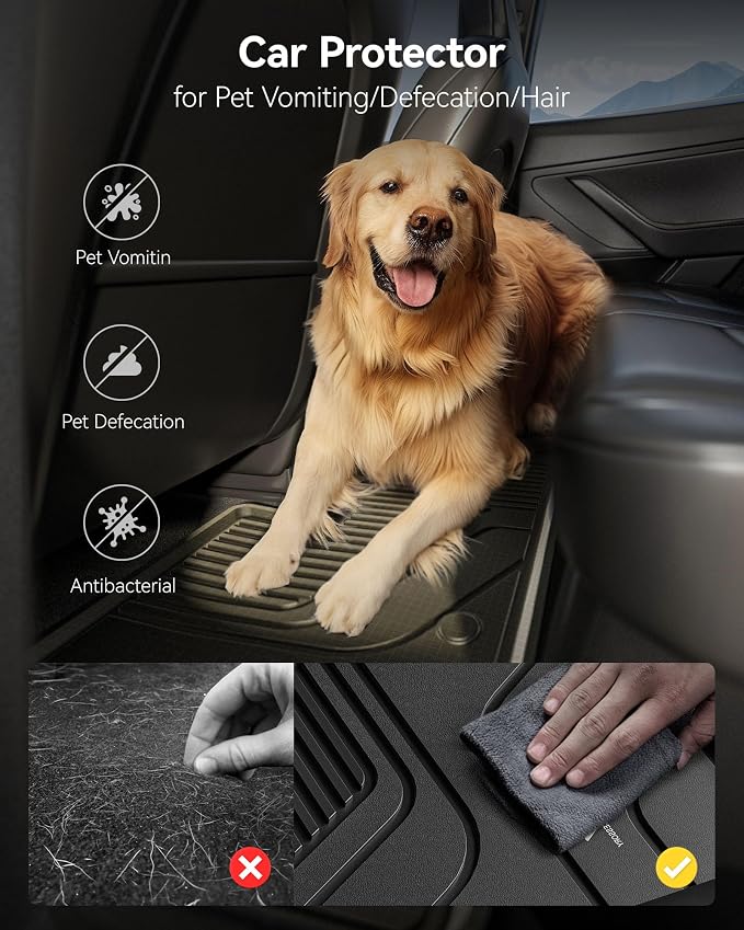 3W Floor Mats for Toyota RAV4 2019-2025, TPE All-Weather Custom Fit | Fits RAV4 Hybrid, Premium TPE, easy to clean, raised edges trap water & dirt, perfect all-season protection