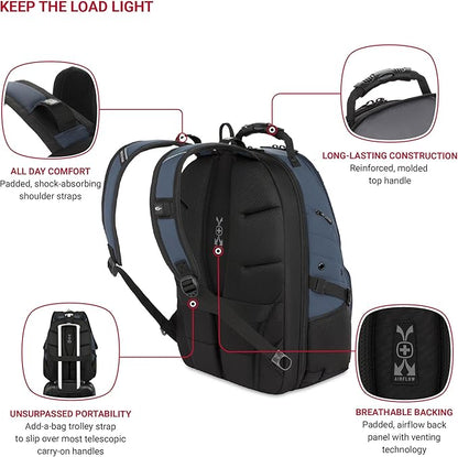 SWISSGEAR 1900 ScanSmart TSA Laptop Backpack Fits 17 Inch Laptop with RFID Protection and Tablet Pocket, Blueberry, 19-Inch
