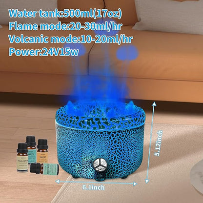 BOHOFAM Essential Oil Diffuser 500ML, Volcano and Flame Diffuser/Humidifier 2
