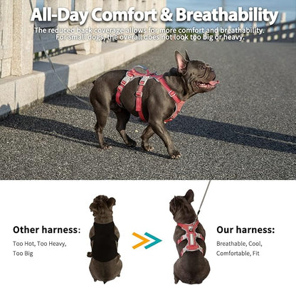 Escape Proof Dog Harness, No Pull Reflective Harness with Lift Handle, Adjustable Pet Vest with Front and Back Leash Clips for Small Medium Large Dogs Walking Hiking Training (Red,XL)