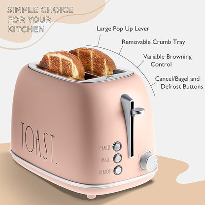 Rae Dunn Retro Rounded Bread Toaster, 2 Slice Stainless Steel Toaster