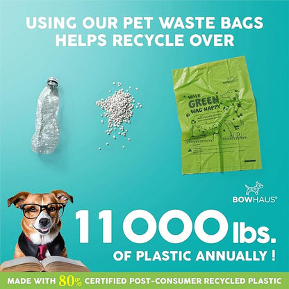 Lavender Scented Dog Poop Bags w/Dispenser, 80% PCR Eco-Friendly Materials, 9” x 13” Extra Thick Leak Proof Waste Bag for Pet, Doggy Bag Refill Rolls, Versatile Dog Waste Bags, 600 Counts