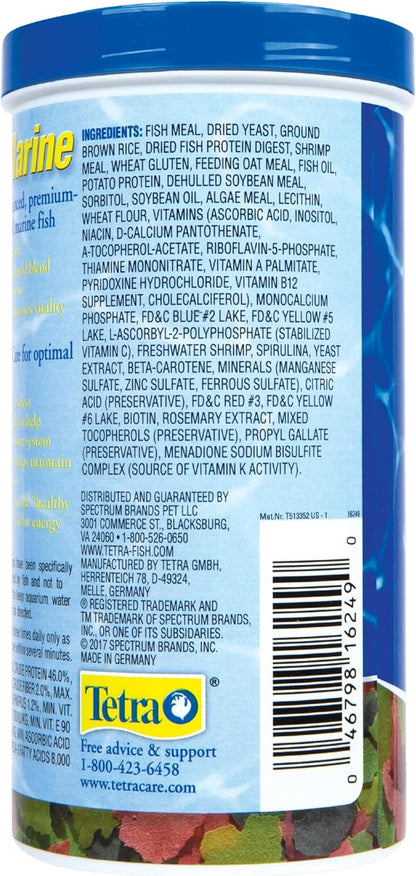 TetraMarine Large Saltwater Flakes, Nutritionally Balanced Fish Food for Saltwater Fish, 5.65 oz