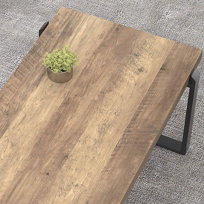 FOLUBAN Coffee Table, Modern Rustic Wood and Metal Center Table, Industrial Cocktail Tea Table for Living Room, Oak, 44 Inch