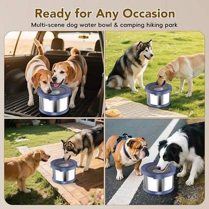 UPSKY 8L Dog Water Bowl No Spill Stainless Steel for Slow Drinking Blue | Large Capacity, Spill-proof, Non-slip Design, Durable, For Large Dogs, Messy Drinkers & Multi-pet Homes, Outdoor / Indoor
