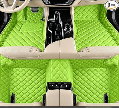 Custom Photo & Text Car Floor Mats, Upload Your Design/Name, Leather All-Weather Liners DIY Compatible with 99% of Vehicles - Green