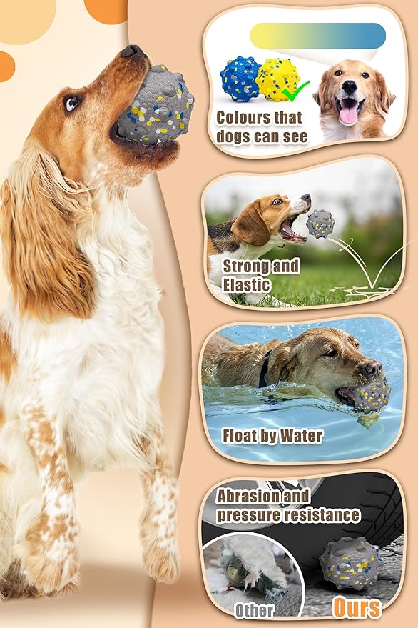 2.36'' Dog Balls for Dogs Aggressive Chewers Indestructible Tennis Durable Bouncy Interactive Dog Toy Balls for Fetch Game Floating Training(Grey Medium)