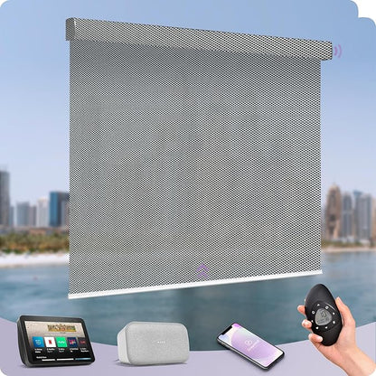 Graywind Motorized Solar Shades Light Filtering Mesh Shade Compatible