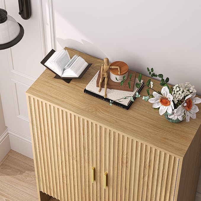 4-Tier Fluted Shoe Cabinet